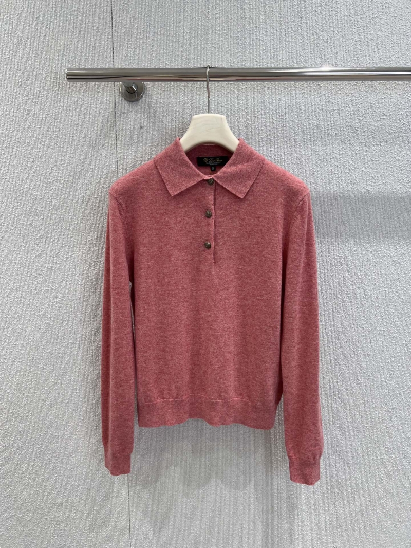 Loro Piana Classic Polo Collar Cashmere Knit Sweater in Dusty Pink | Luxe Sustainable Blend