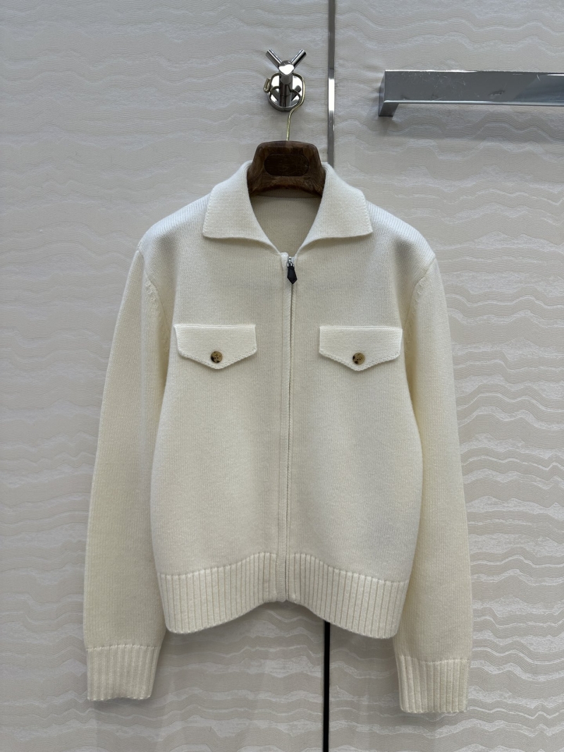 Loro Piana High Intellect Old Money Style Collared Cashmere Jacket in White