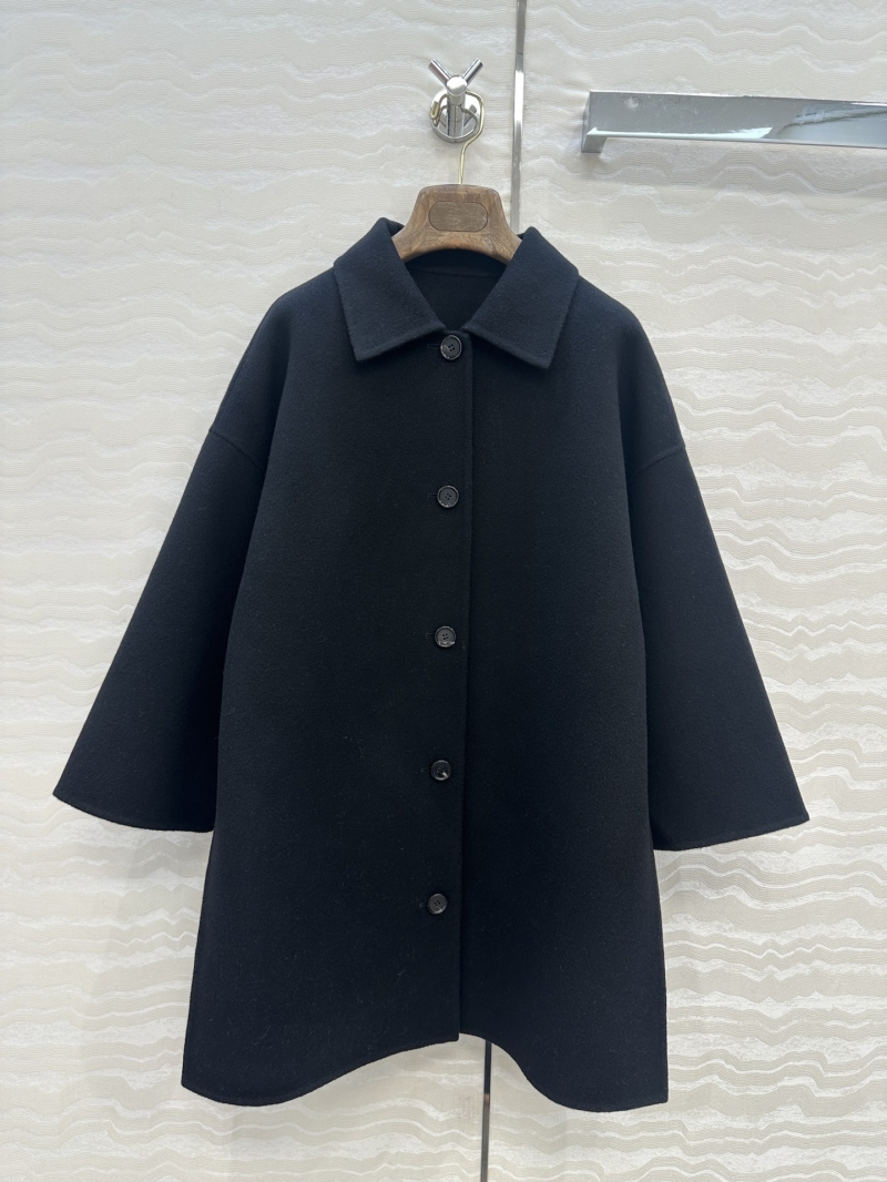 Loro Piana Exclusive Handcrafted Single-Breasted Wool Cashmere Blend Long Coat - Black