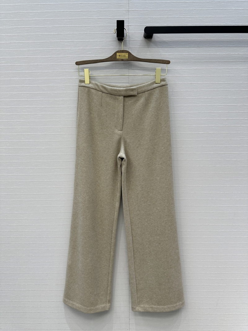 Loro Piana Minimalist High-Waisted Wide-Leg Trousers in Taupe