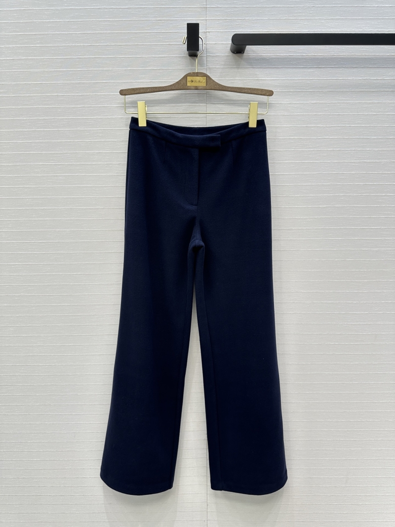 Loro Piana Minimalist High-Waisted Straight-Leg Trousers in Deep Navy