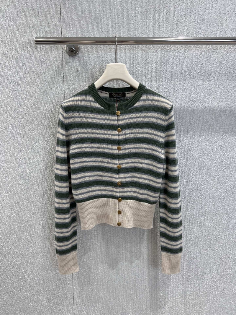 Loro Piana Fobello Striped Cardigan in Green - Luxe Baby Cashmere, Soft & Lightweight