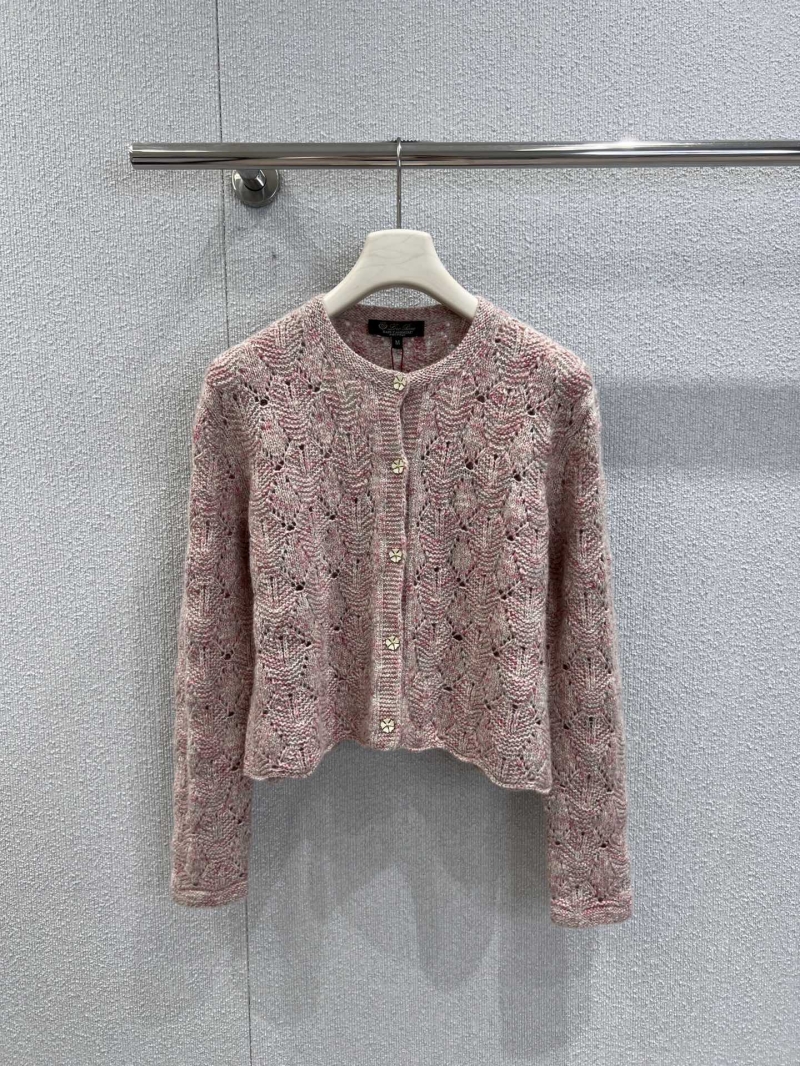 Loro Piana Dusty Rose Cropped Lace-Knit Cardigan | Artisan Openwork, Short Fit, Five Decorative Buttons