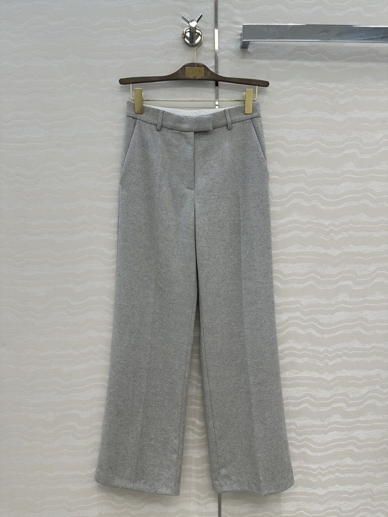 Loro Piana Wool Trousers in Grey - High-Waist Straight-Leg Pant with Subtle Metallic Thread