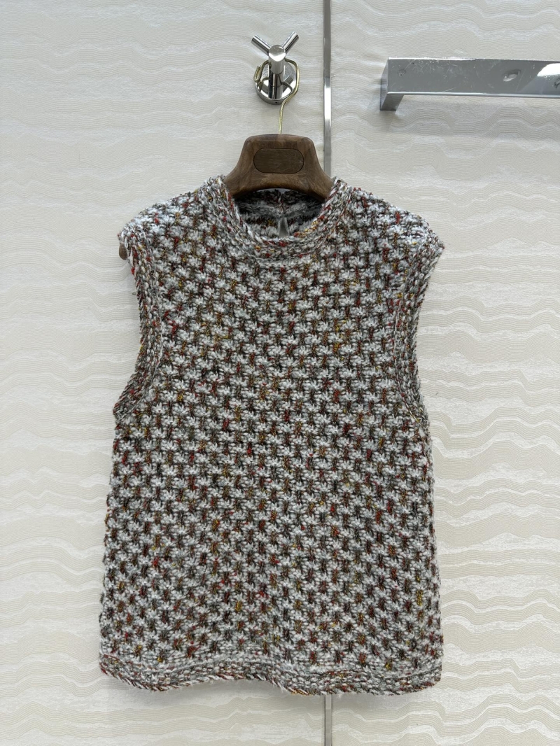 Loro Piana Cashmere-Silk Blend Lace-Knit Sleeveless Top | Old Money Style | Gray Artisanal Layering Piece