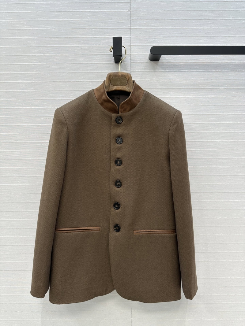 Loro Piana Vintage Old Money Blazer in Twill Wool-Blend with Velvet Collar