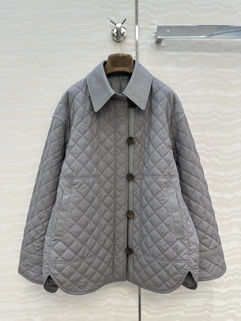 Loro Piana Quilted Coat with Genuine Sheepskin Leather Trim | Windproof, Waterproof & Oil-Resistant | Oversized Fit