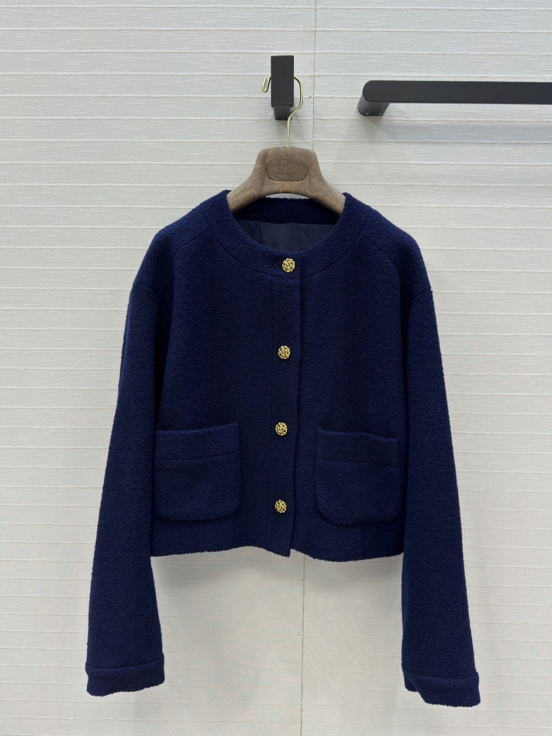 Loro Piana Navy Wool-Blend Cropped Jacket | Old Money Chic Style | Vintage Button Detail