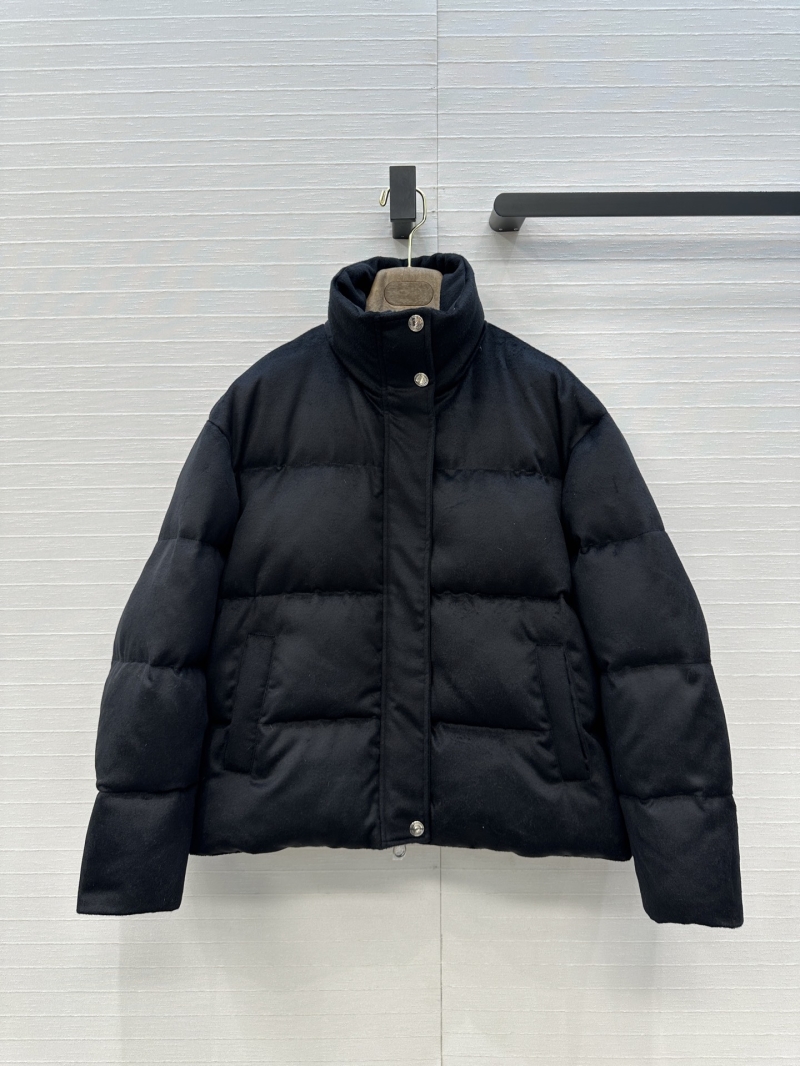 Loro Piana Autumn Winter Cashmere-Lined Down Jacket Coat | 90% White Duck & Goose Down | H-Silhouette