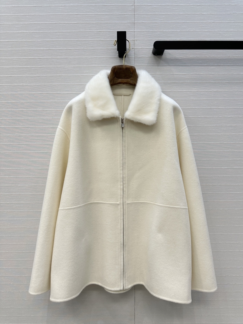 Loro Piana Handcrafted Cashmere Wool Coat with Mink Fur Collar | Old Money Style Luxury Outerwear