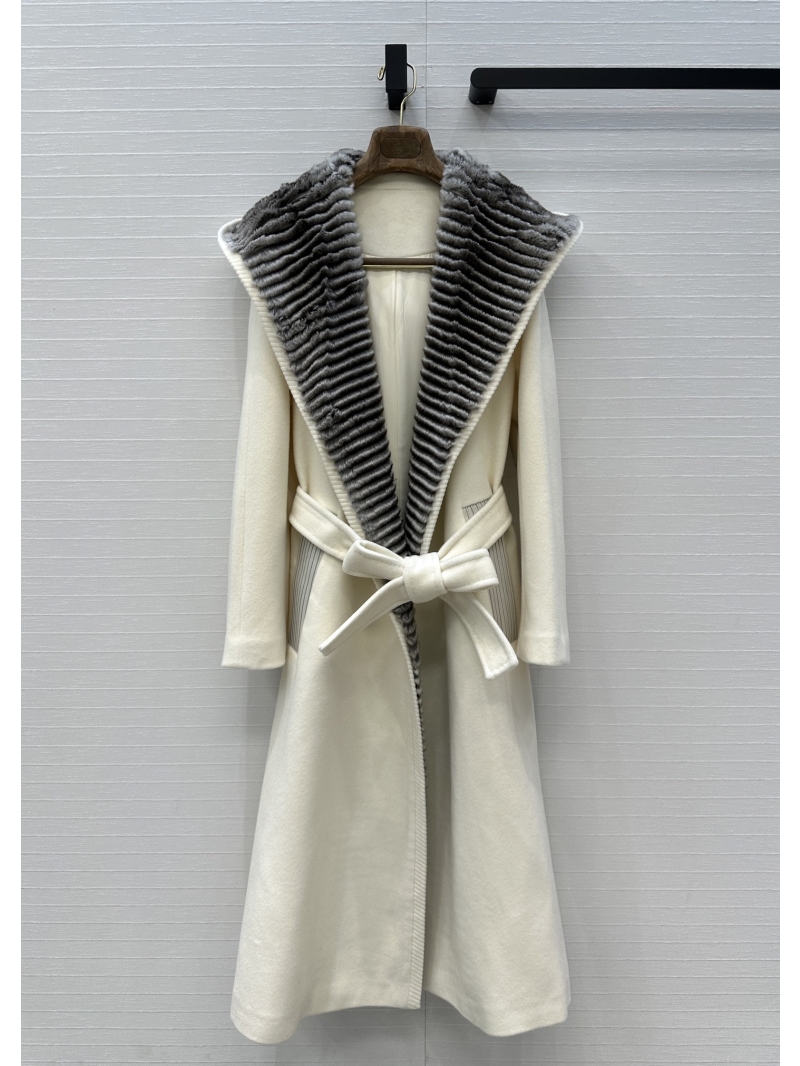 Loro Piana Qing Zi Lan Fur & Double-Faced Cashmere Blend Hooded Trench Coat | Old Money Style | Handcrafted Luxury Outerwear