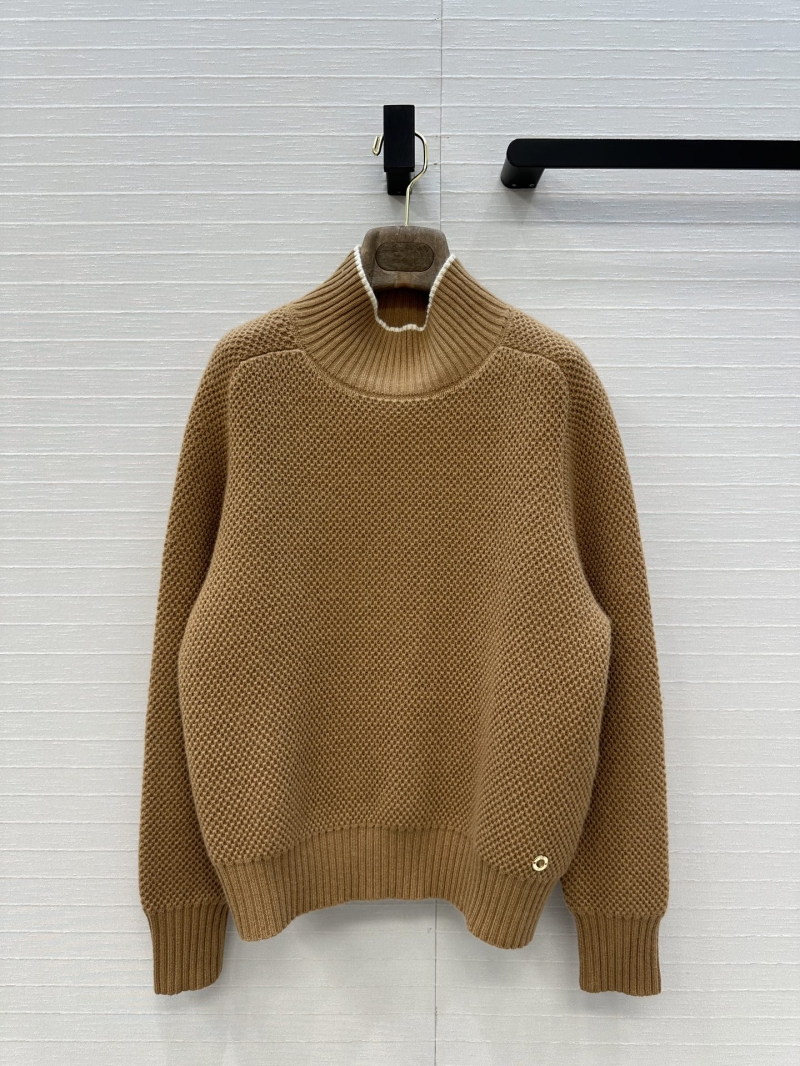 Loro Piana High-Neck Cashmere-Blend Chunky Knit Sweater in Caramel | Timeless Old Money Style, Diamond Stitch Pattern, Drop Shoulder