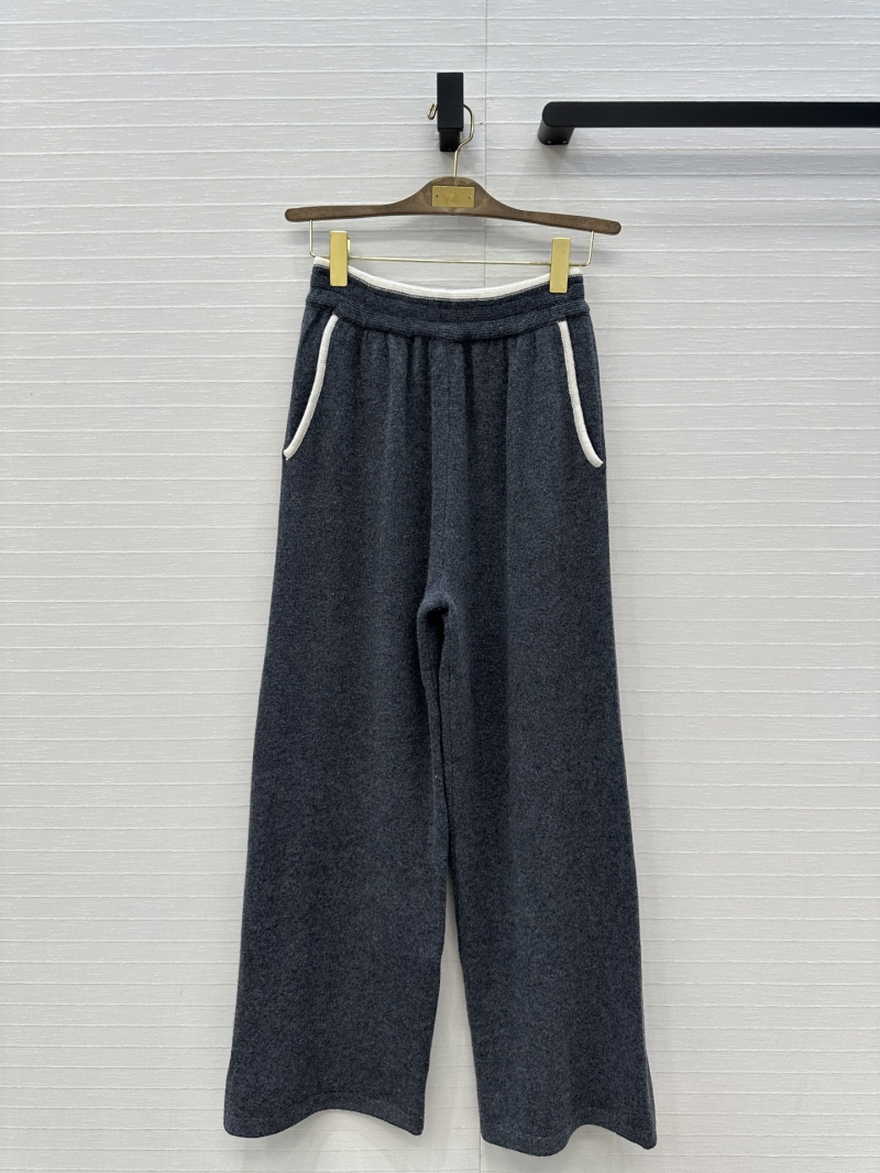 Loro Piana Cashmere Wide-Leg Pants in Grey – Old Money Chic, Swiss Craftsmanship, Elastic Waist