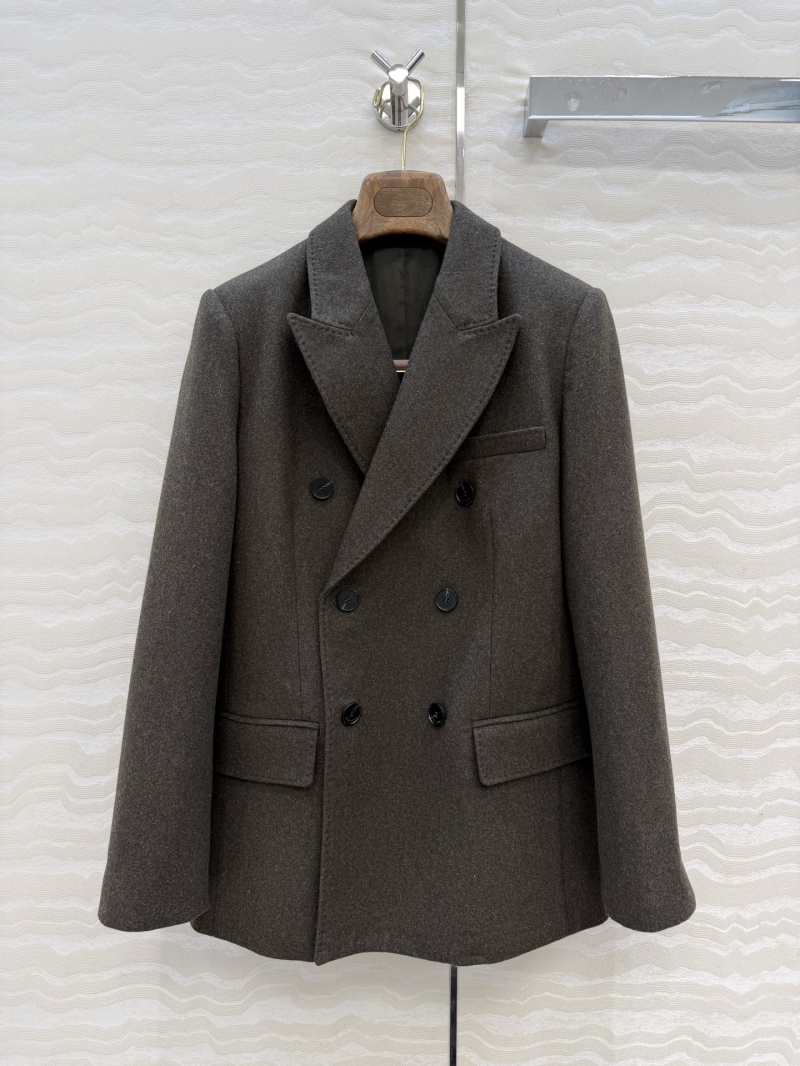 Loro Piana Moss Green Wool Cashmere Double-Breasted Blazer – Tailored Ballater Equestrian Jacket