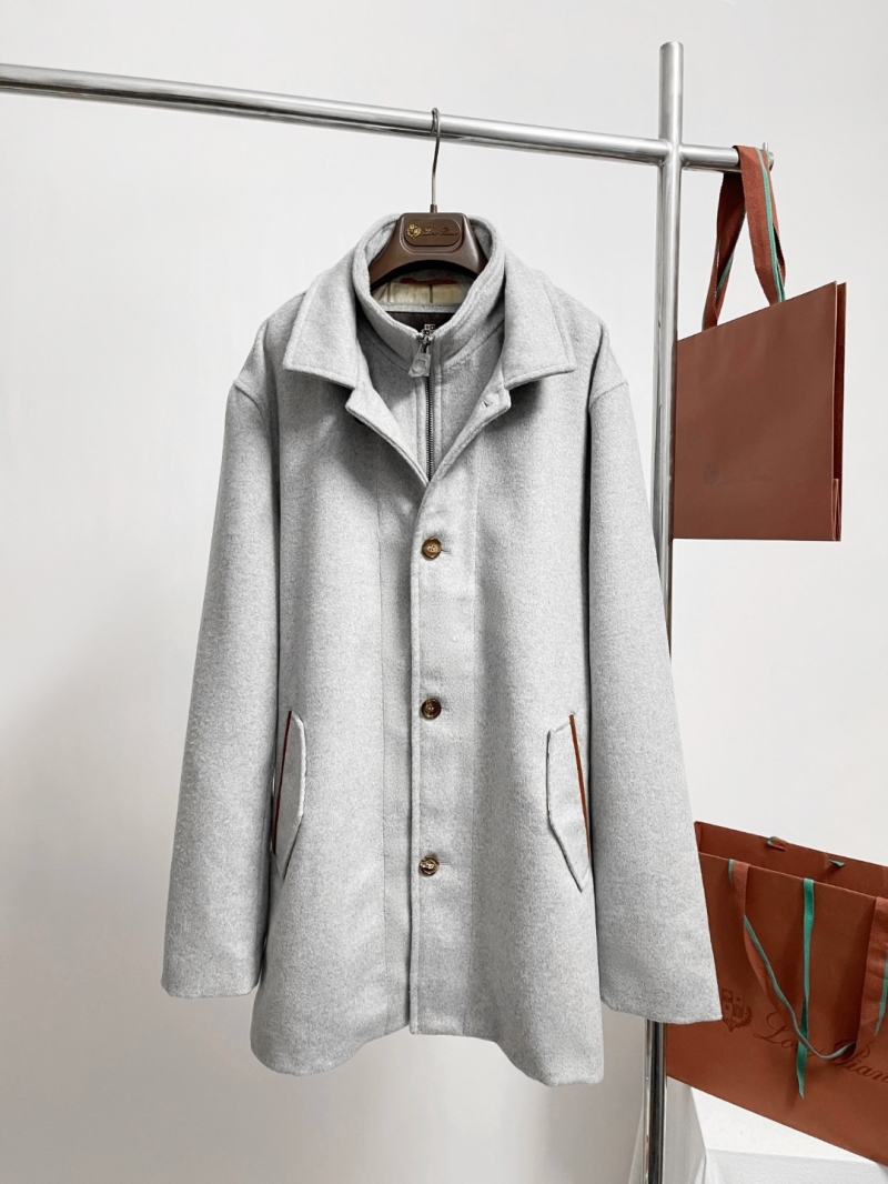 Loro Piana Cashmere Blend Single-Breasted Long Coat in Light Gray