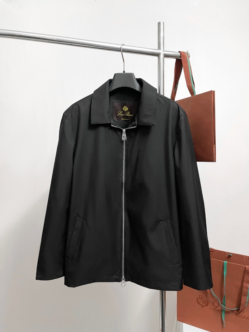 Loro Piana Notch Lapel Zipper Jacket | Black | Stand Collar | Lightweight & Windproof