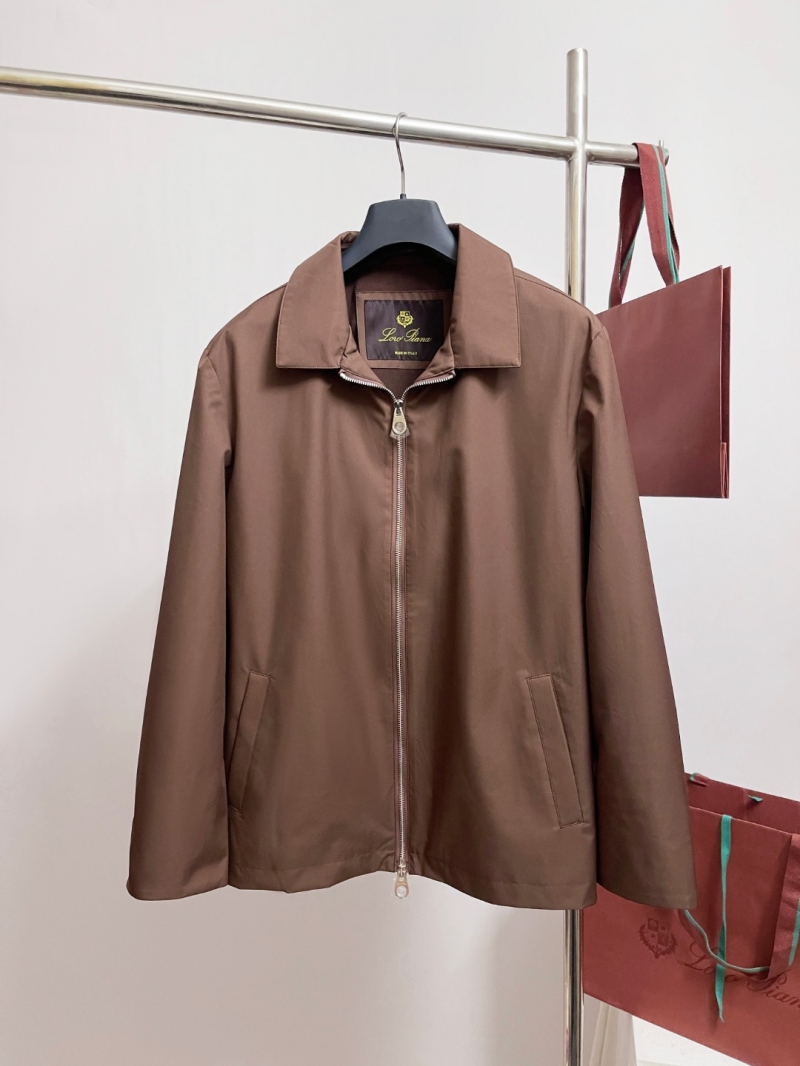 Loro Piana Exquisite Stand Collar Zip-Up Jacket in Mocha Brown - Featherlight, Tailored, Made in Italy