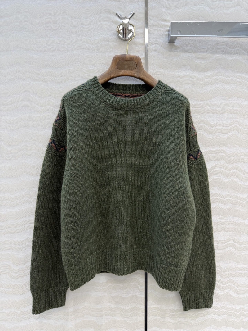 Loro Piana 30% Cashmere 70% Wool Forest Green Knit Sweater | High-Intelligence Chic, Flattering Fit, Celebrity Style
