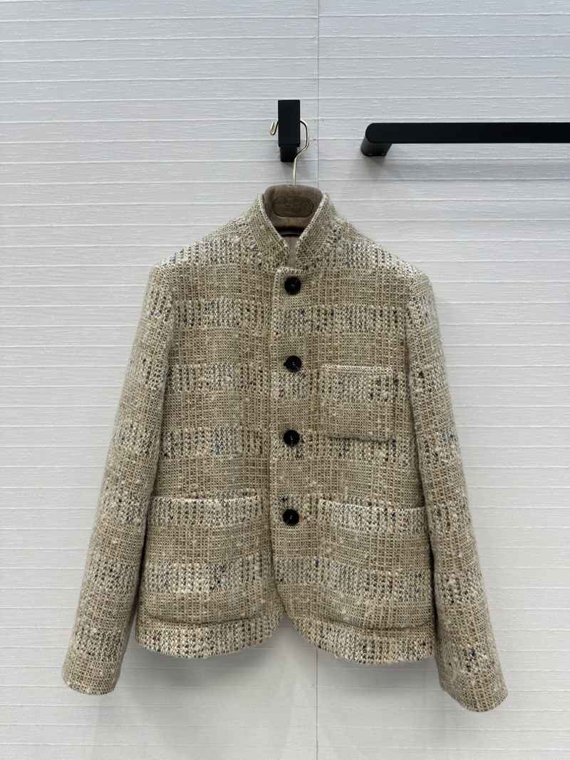 Loro Piana Spagna Series Tailored Wool Tweed Jacket in Natural Beige Multi-Fleck
