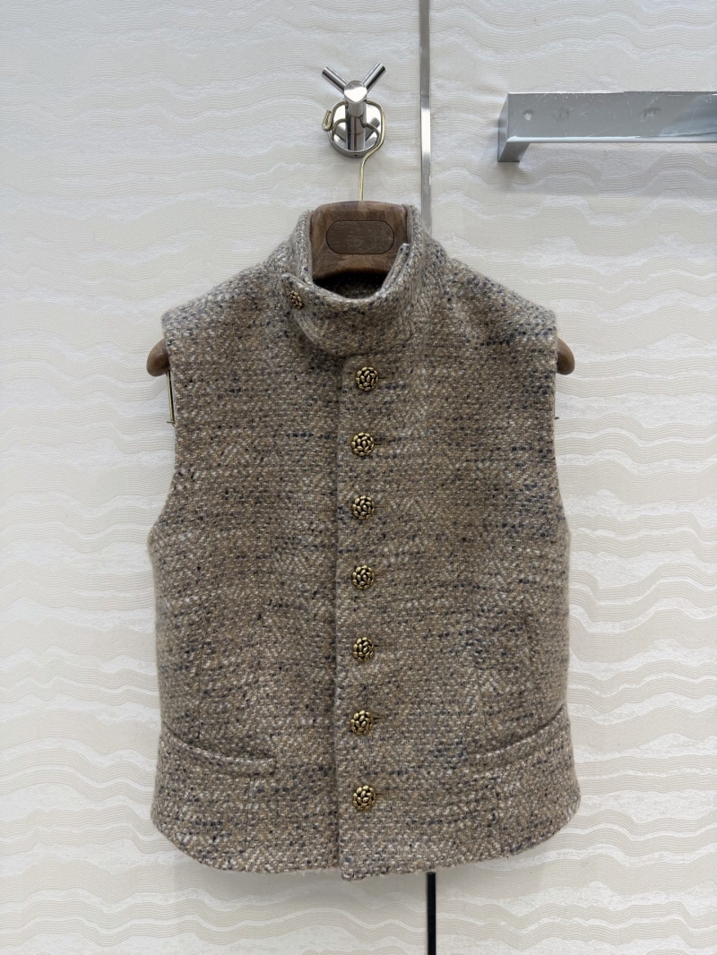 Loro Piana Alpaca Wool Blend Tweed Vest | Tailored Equestrian Fit, Vintage Thistle Buttons, Taupe