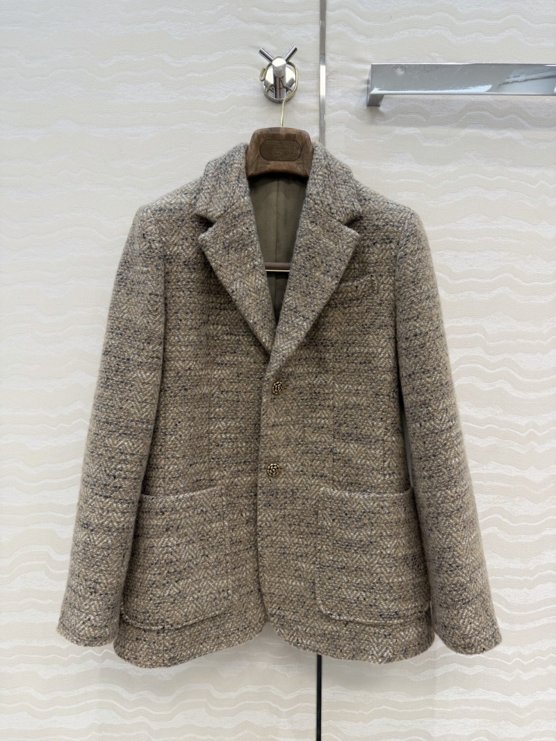 Loro Piana Style Opulent Alpaca Wool Tweed Blazer | Vintage Thistle Buttons, Neutral Tweed