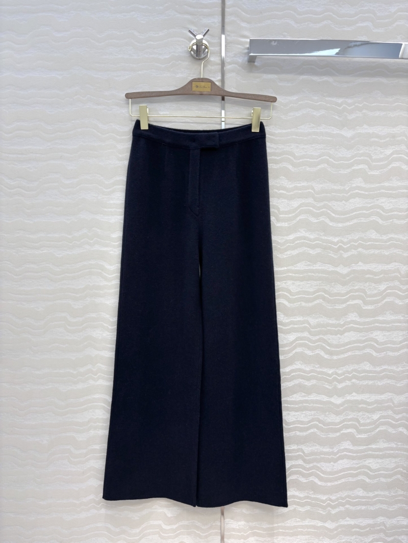 Loro Piana Exquisite 100% Cashmere Wide-Leg Trousers in Midnight Navy | Old Money Aesthetic
