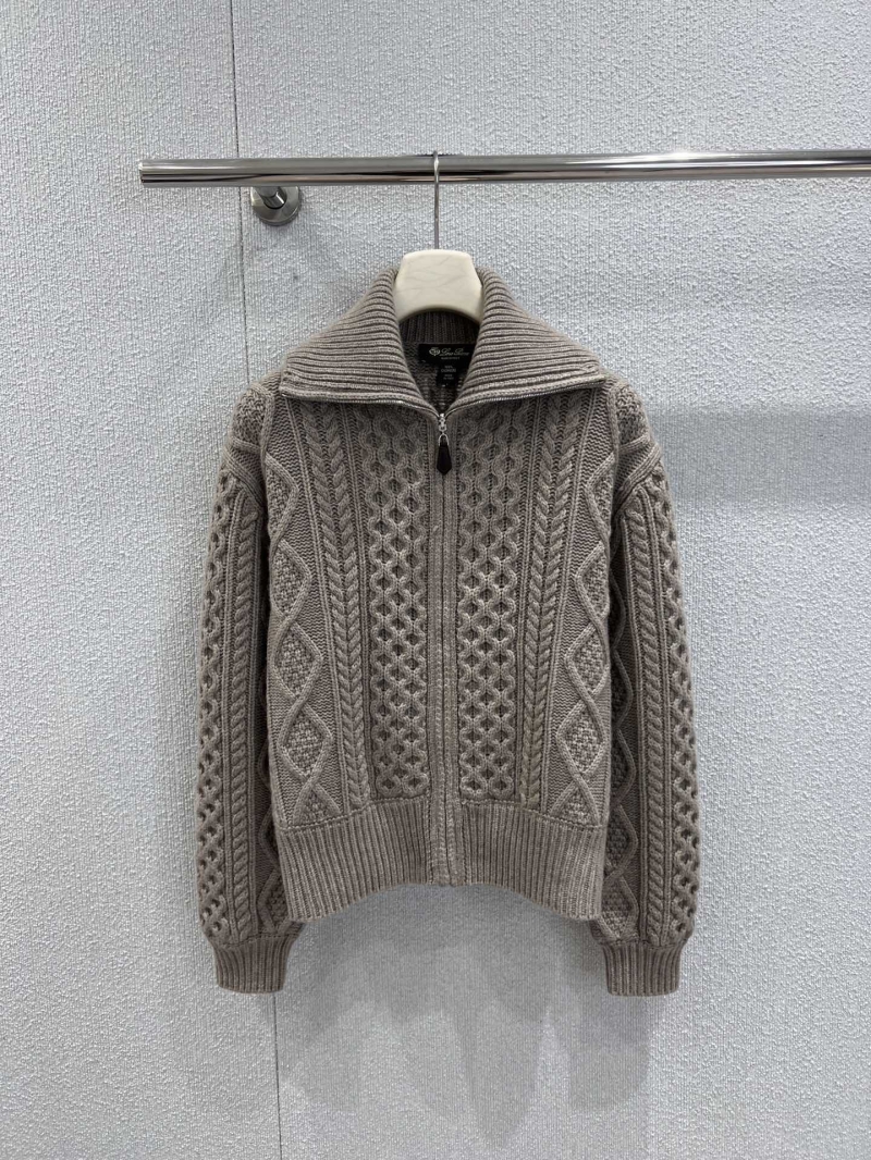Loro Piana Cable-Knit Cashmere-Wool Half-Zip Cardigan in Taupe