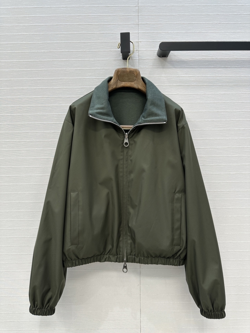 Loro Piana Reversible Tencel Wool and Technical Fabric Flight Jacket