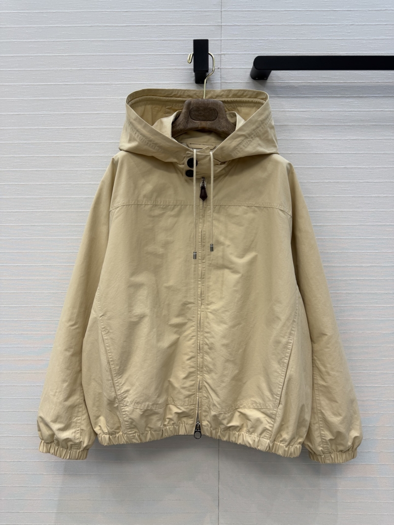 Loro Piana "Donny" Technical Windproof & Solaire Linen Hooded Pilot Jacket in Light Beige