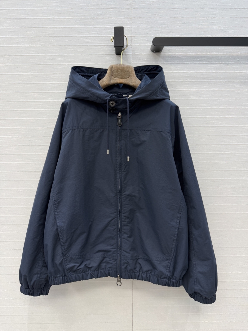 Loro Piana Exquisite Donny Flight Jacket in Windproof Shell and Solaire Linen, Relaxed Fit Navy