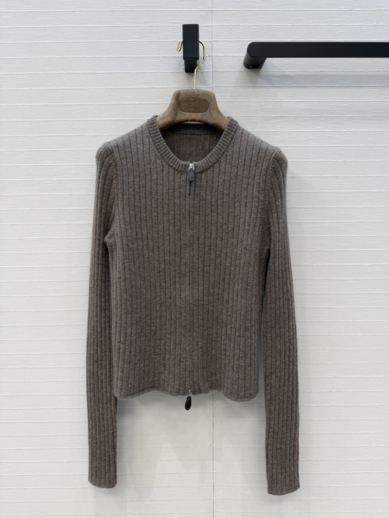 Loro Piana Sumptuous Cashmere-Wool Ribbed Double-Zip Cardigan in Mink Grey