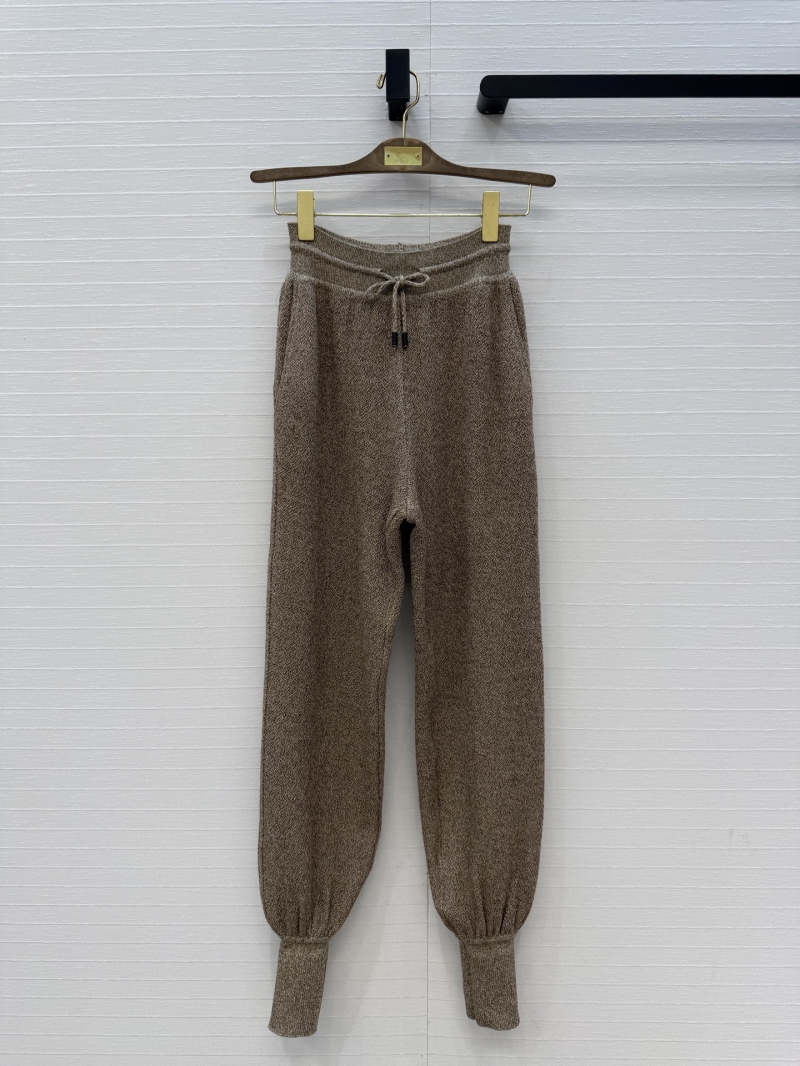 Loro Piana Wool, Mulberry Silk and Linen Blend Equestrian Knit Cellina Trousers in Marled Light Camel