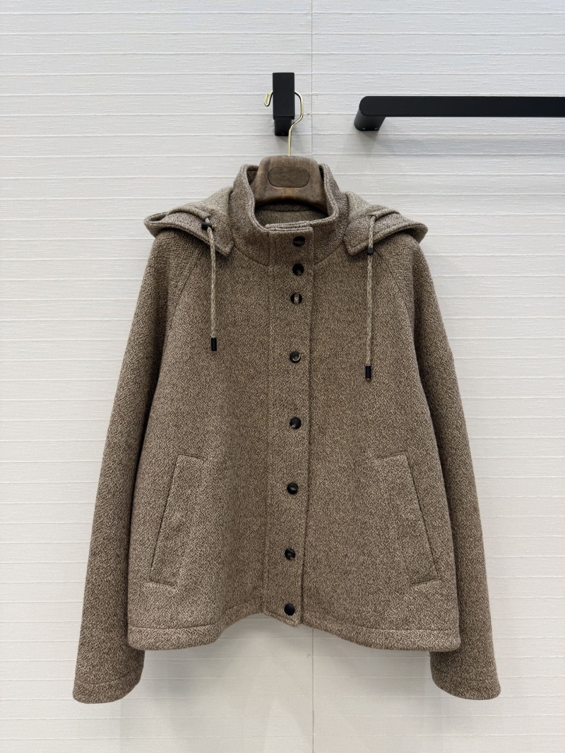 Loro Piana Cellina Wool, Mulberry Silk and Linen Blend Hooded Jacket in Light Camel