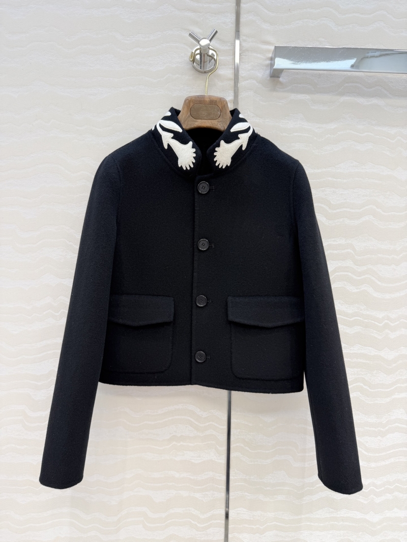 Loro Piana Wool and Cashmere Maire Jacket with Melton Embroidery in Black