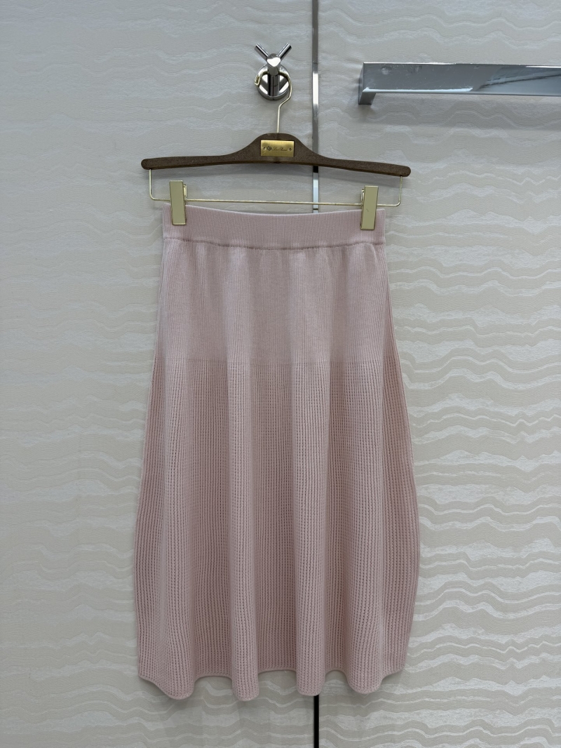 Loro Piana Silk-Cotton Pointelle Knit Midi Skirt in Dusty Pink
