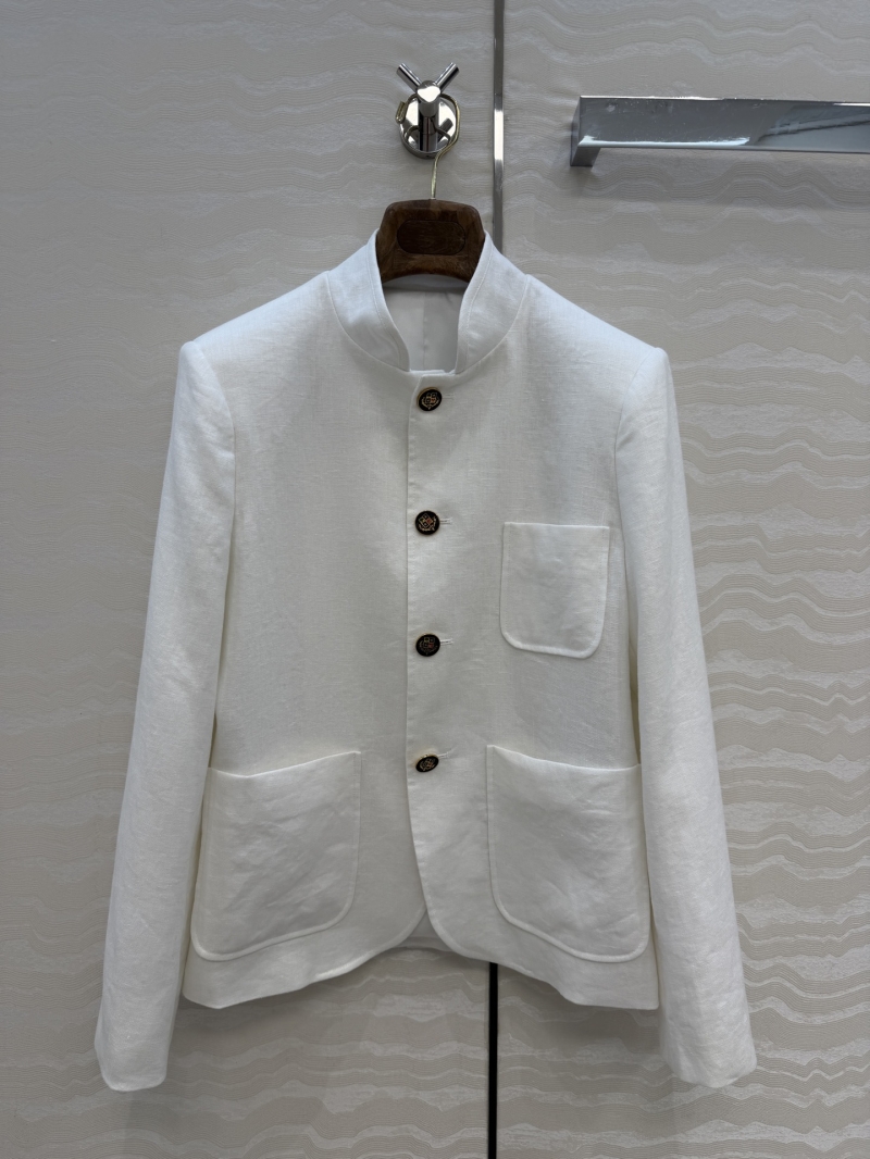 Loro Piana 100__PERCENT__ Premium Linen Spagna Mini Jacket in Cream - Old Money Minimalist Luxury