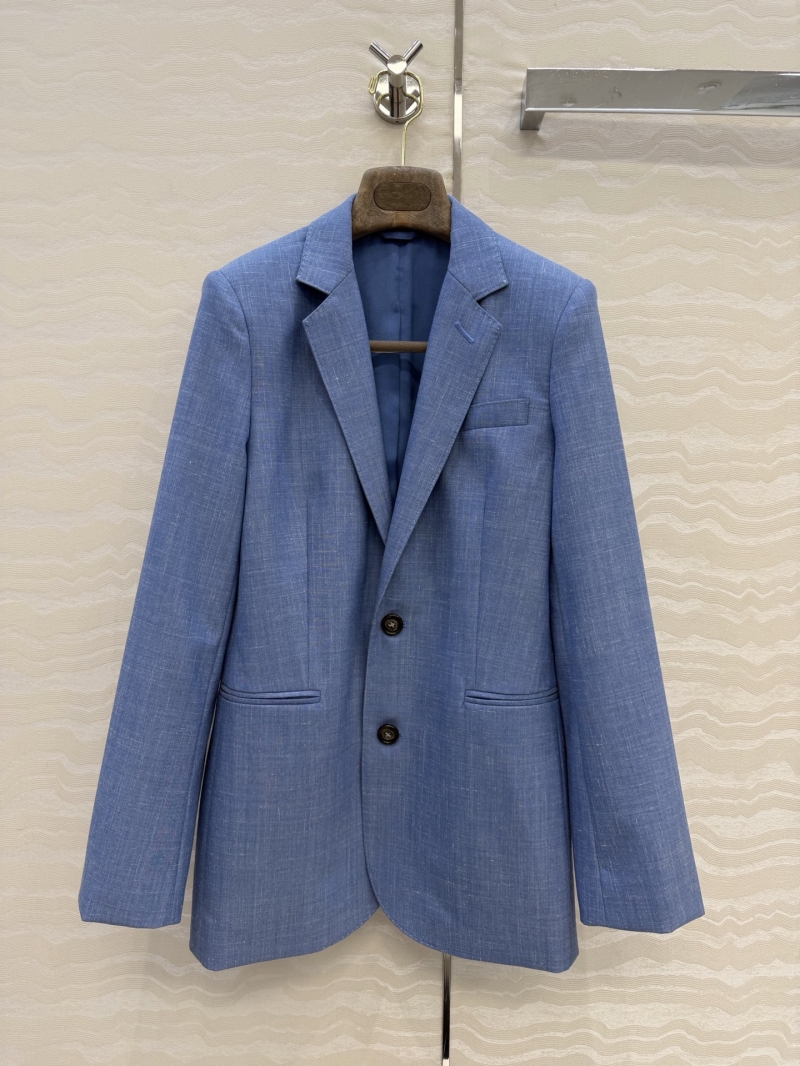 Loro Piana Quiet Blue Linen-Wool Ballater Tailored Blazer