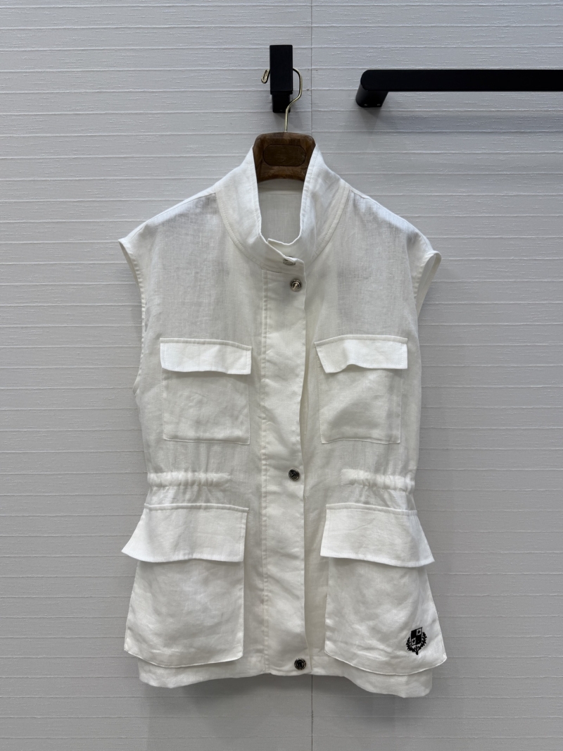 Loro Piana Premium Linen Old Money Traveler Vest in Natural Cream