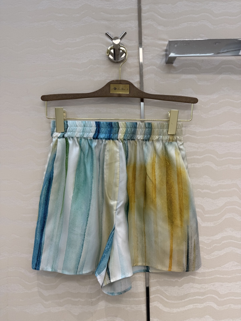 Loro Piana 100% Silk Twill Watercolor Ink-Wash Print Shorts