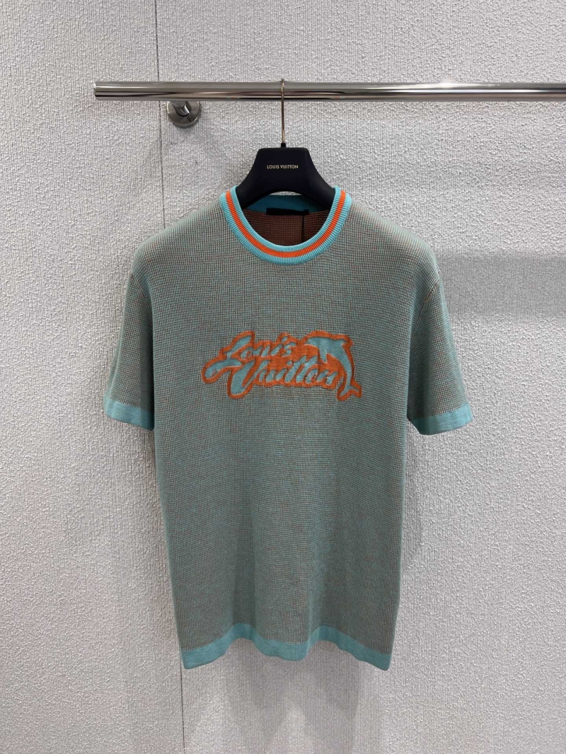 Louis Vuitton Unisex Dolphin Jacquard Knit Short Sleeve Top - Exclusive Vibrant Design