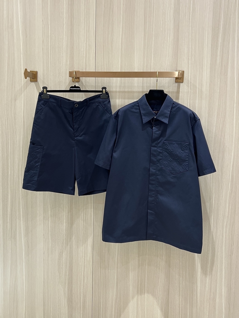 Louis Vuitton Monogram Embossed Cargo Shorts Set - Luxe Casual Blend