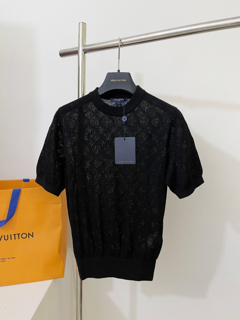 Louis Vuitton Sheer Jacquard Knit Short Sleeve Top - Luxe & Breezy