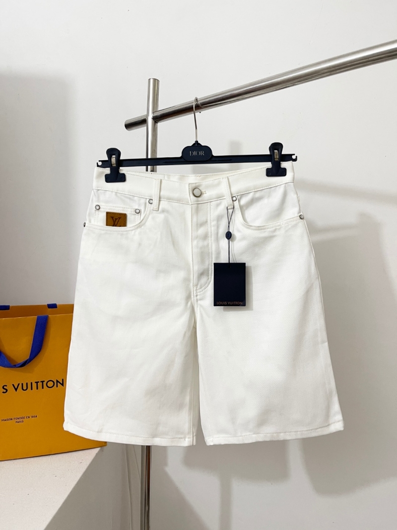 Louis Vuitton LV 2025 White Denim Mid-Length Shorts - Sleek & Versatile