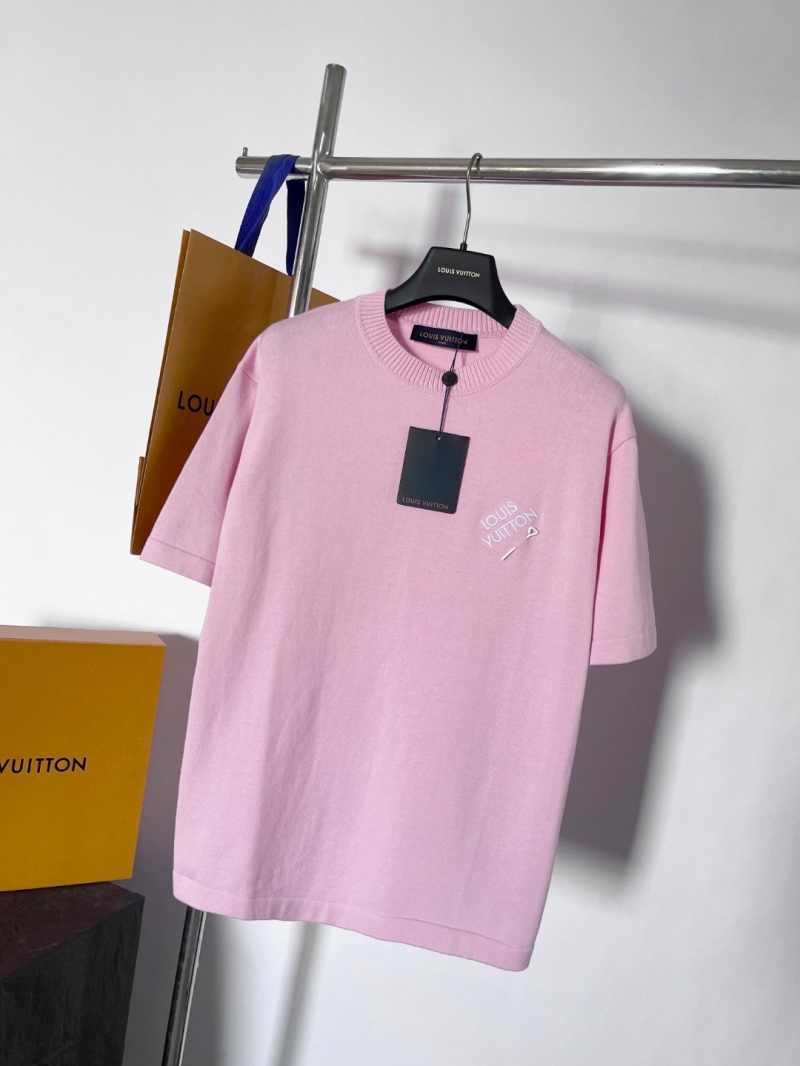 Louis Vuitton Pink Embroidered Pin Knit T-Shirt - Luxe Organic Cotton
