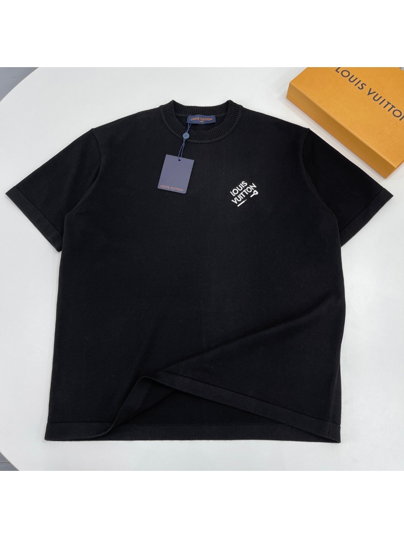 Louis Vuitton Black Embroidered Pin Knit T-Shirt - Luxe Organic Cotton