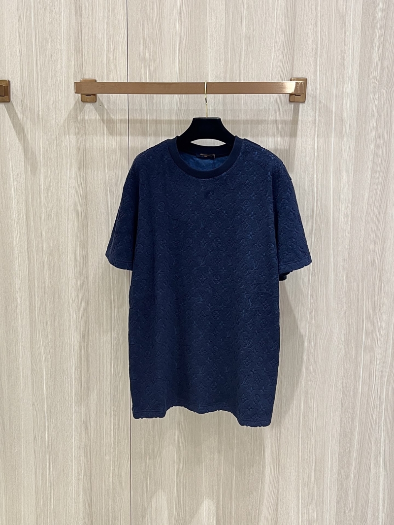 Louis Vuitton Navy Blue Monogram Embossed Terry Cloth T-Shirt
