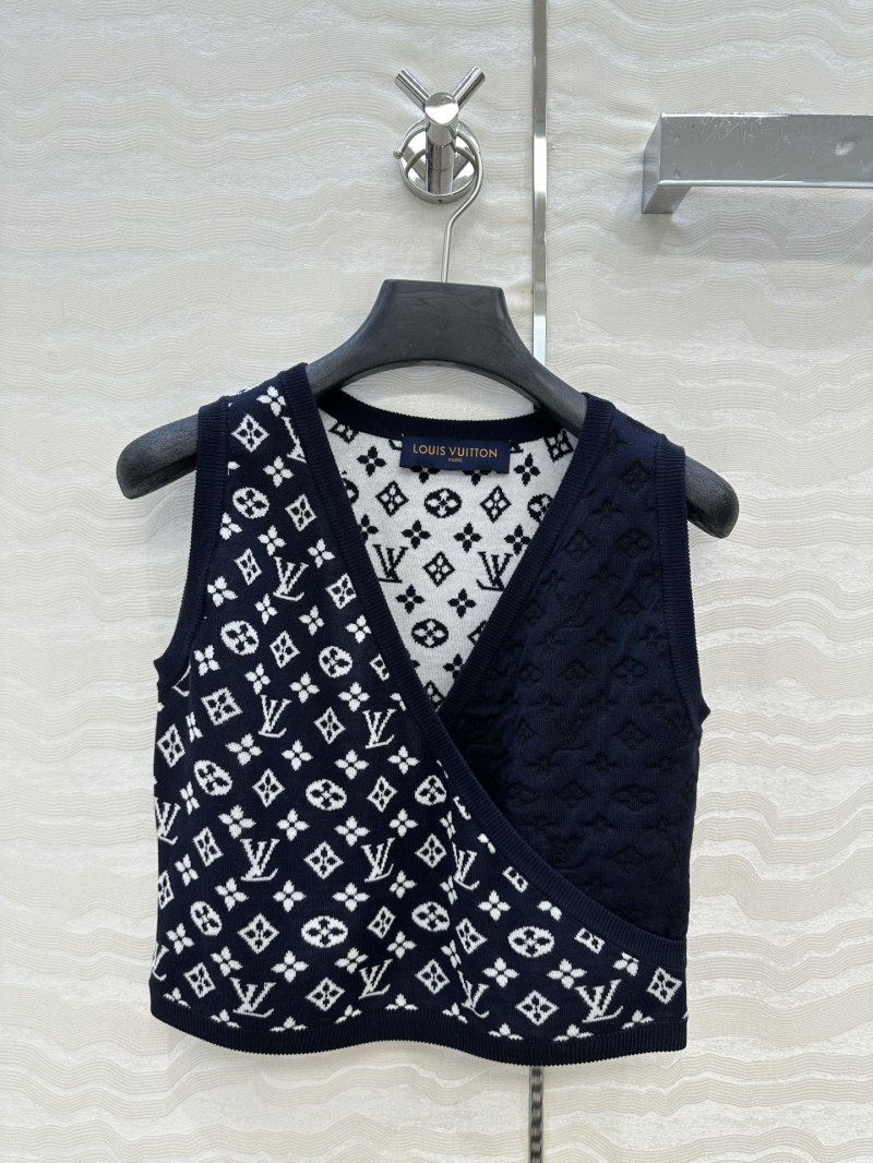 Louis Vuitton LV 25s Spring Summer Vacation New Knit Tube Top, Custom Navy Blue Monogram Jacquard Contrast