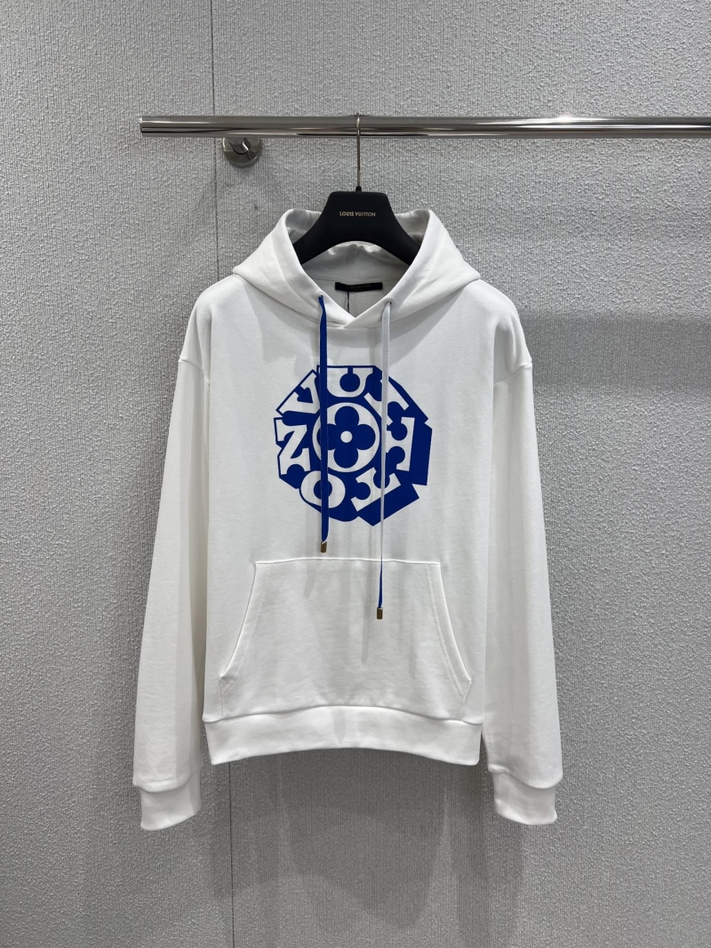 Louis Vuitton Blue Floral Print Drawstring Hoodie - Luxe Unisex Pullover with Adjustable Fit