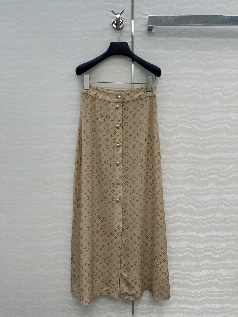 Louis Vuitton Monogram Ombre Print Silk Maxi Skirt in Classic High-Waist A-Line
