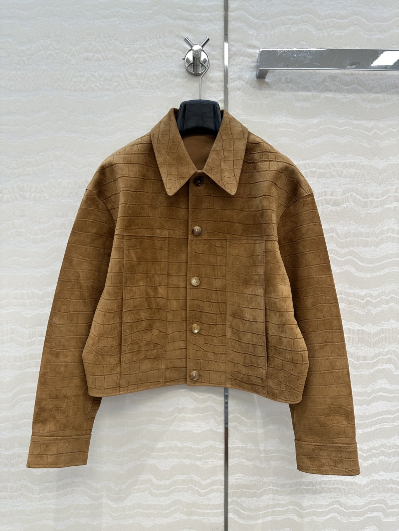 Louis Vuitton LV Exclusive Crocodile-Textured Suede Mocha Brown Jacket - Luxe Short Cut